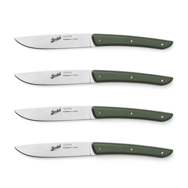 (4 pièces) BERKEL | Couteaux à steak - Vert olive - Lame : 110 mm        