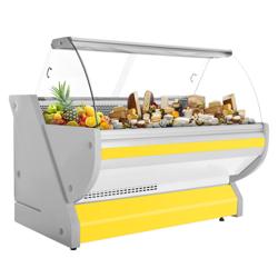 Serve Over Counter - 1725x1150mm - curved front glass - granite worktop - yellow front - capacity 340 litres