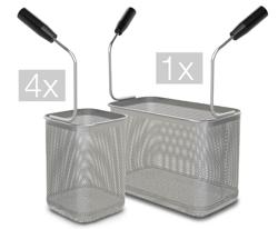 Pastamanden-set - 1x 1/3 & 4x 1/6 - RVS | kunststof handgreep - passend voor GNB499E, GNB899E & ENB499P