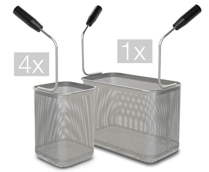 Pastamanden-set - 1x 1/3 & 4x 1/6 - RVS | kunststof handgreep - passend voor GNB499E, GNB899E & ENB499P