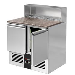 Saladette PREMIUM - 903mm - 2 deuren - met RVS deksel voor 5x GN 1/6 - granieten werkblad