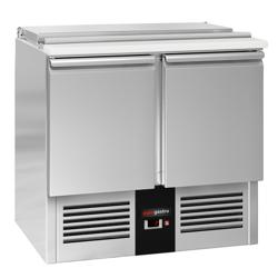Commercial Saladette Counter PREMIUM - 903mm - 240L - 2 doors - open top for 2 x GN 1/1 & 3 x GN 1/6 & stainless steel hinged lid - UK