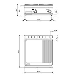 Elektrikli Pleyt Izgara - 13,2kW - Yarı Oluklu