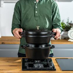STAUB | STACKABLE SET – Set de marmites – 3 pièces – Ø 240 mm – Fonte – Noir