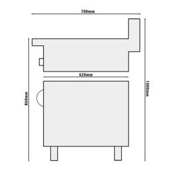 Elektrisch fornuis - 700 - 400x700x1000mm - 4,6 kW - 2 platen