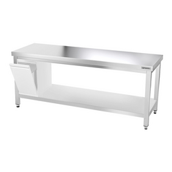 Työpöytä PREMIUM ruostumattomasta teräksestä - 2000x800mm - pohjalla ja kannattimilla 
