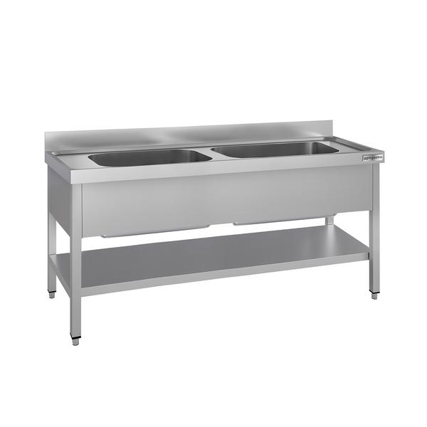 Pot sink ECO - 1800x700mm - with undershelf & 2  basins