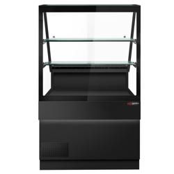 Banco refrigerato TORONTO - 1000mm - doppio vetro - frontale nero - 2 ripiani - piano di lavoro in granito nero