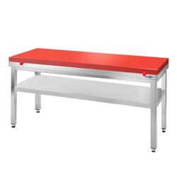 Mesa de Trabalho em Aço inox, PREMIUM - 1,6 m - Bancada de trabalho com 60 mm de Espessura (Vermelho)
