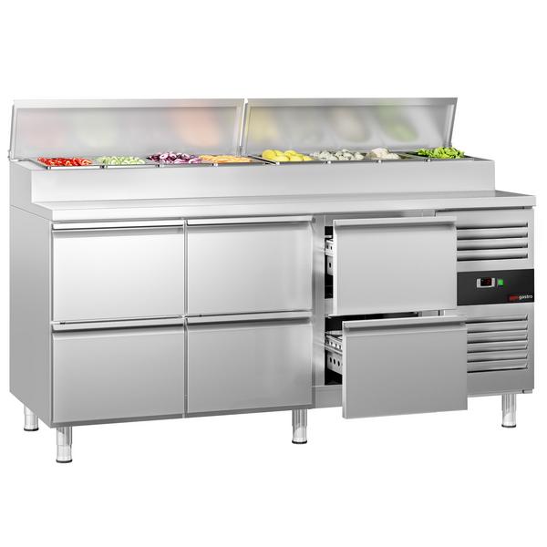 Hűtött előkészítő asztal PREMIUM - 1795x700 mm - 6 fiókos - GN 1/3 8x feltéthűtő