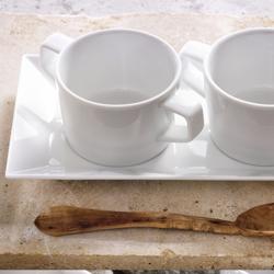 (6 pcs) WHITE DELIGHT - Handled Soup Cup - Ø 100mm - 300 ml - White