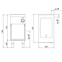 Braisière électrique multifonctions - 400mm - 11,5 litres - 4,8 kW - 1 cuve de gril fixe