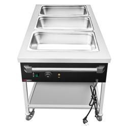 Bain-marie wagen - 1,95 kW - 3x GN 1/1 - met aftapkraan