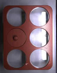 Frikadellen-/ Hamburgerpresse - Kunststoff - groß - Ø 120mm - 6 Löcher - 175 Gramm