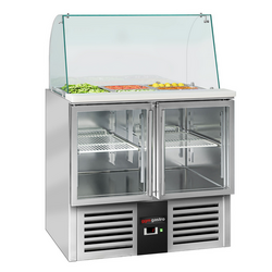 Saladette PREMIUM - 900mm - 2 glazen deuren - met hoge glazen opzetstuk voor 2x GN 1/1 & 3x GN 1/6