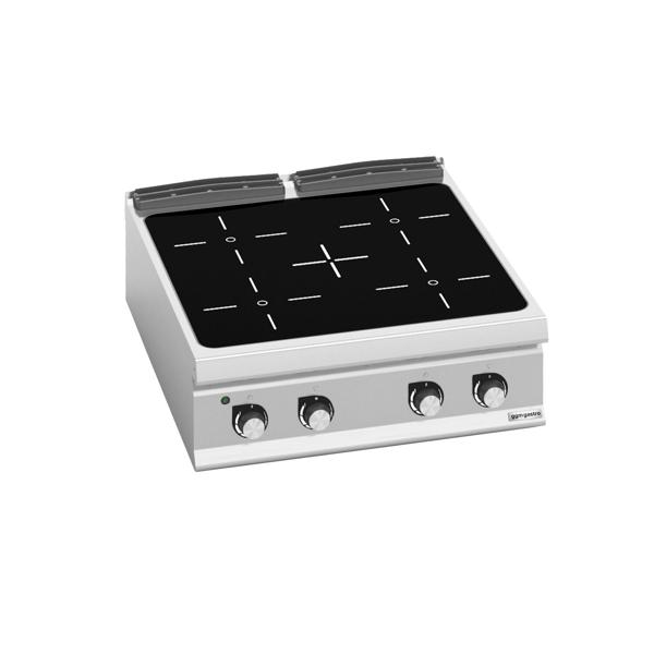Cucina in vetroceramica professionale - PAOLO 900 - 800x900x340mm - 16,0 kW - 4 piastre - da banco