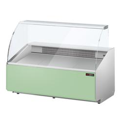 Banco gastronomia professionale - 1568x979mm - 324 L - Vetro dritto - Colore Dunkelgrau - Pannello frontale Hellgrün