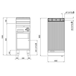 Fry Top Gas Professionale - 10,0 kW - Rigato - Superficie di cottura: 396x667mm - incl. sottotelaio