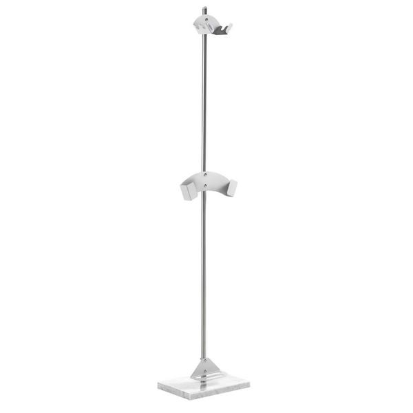 Suporte para pás de pizza - 350x250x1750mm - Aço inoxidável - com base em mármore & para 2 pás, 1 pá pequena e 1 escova