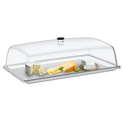 Couvercle de présentation - Dôme - GN 1/2 - Polycarbonate - 325x265mm - Hauteur:170mm - incl. plateau en inox GN 1/2