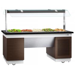 Kylmäbuffet-tiski DUBLIN - 2000mm - jäähdytysalustalla ja pyörillä - GN 1/1