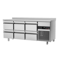 Commercial Refrigerated Worktable PREMIUM - 1865x700 -  6 Drawers - Upstand