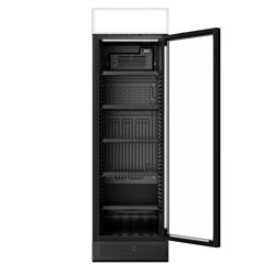 Vitrine réfrigérée à boissons - 595mm - 145 L - porte vitrée sans cadre - 1 porte vitrée - avec caisson lumineux - éclairage LED - affichage digital de la température - Noir - +1 à +10 °C