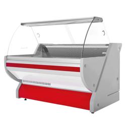 Commercial Refrigerated Serve-Over Counter - Curved Glass - 1725 mm - Red Front - Granite Worktop - 340 L