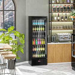 Drankenkoelkast - 600mm - 292L - RVS interieur - met 1 glasdeur - zwart