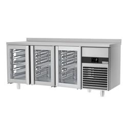 Mesa refrigerada PREMIUM - 1,86 x 0,7 m - con 3 puertas de cristal