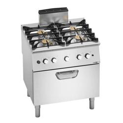 Gasfornuis - Paolo 700 - 800x730mm - 31,8 kW - 4-pits - incl. gas statische oven - 7,8 kW