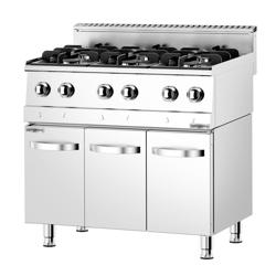 Fogão a gás - 19,5 kW - 6 queimadores - incl. armário inferior