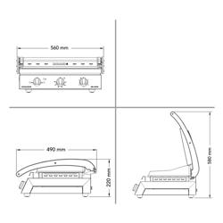 ROBAND | Kontaktgrill / Hamburger Grill - 3,1 kW - oben Gerillt & unten Glatt - Grillfläche: 500x275mm