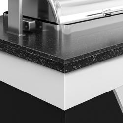 Buffettheke warm BELFAST - 2300mm - mit 3 Chafing Dishes & Rollen