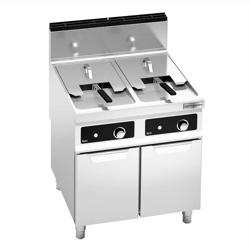 Dubbele gasfriteuse - 18+18 liter - 28 kW - indirect verwarmd - digitale bediening - met aftapkraan