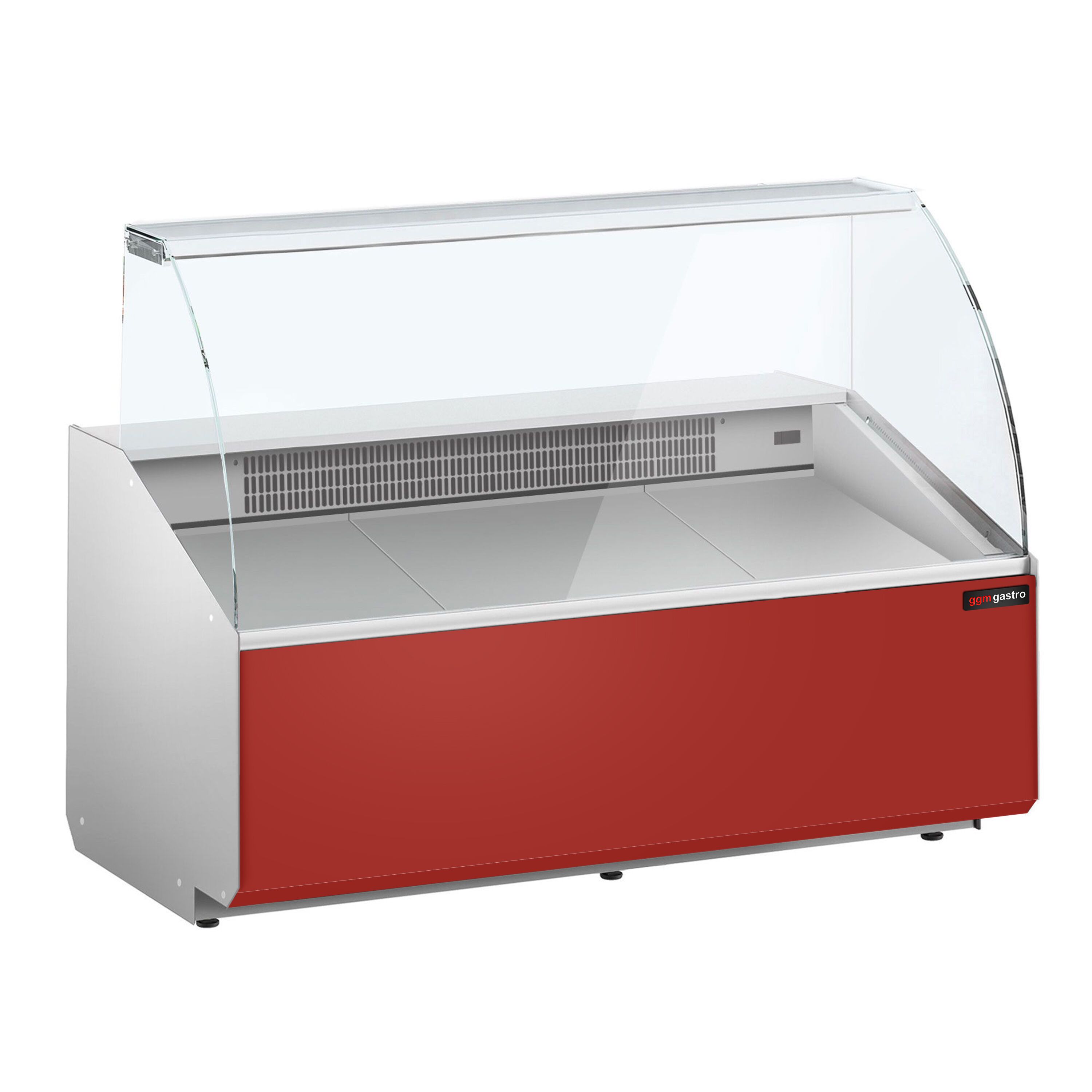Comptoir vitrine réfrigérée - 1568x979mm - +2/+6°C - 324L - 2 portes - Face avant rouge RAL3003