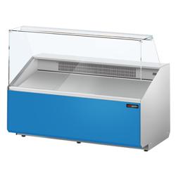 Banco gastronomia professionale - 1568x979mm - 324 L - Vetro dritto - Colore Dunkelgrau - Pannello frontale Hellblau RAL 5015