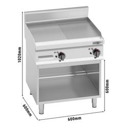 Elektrische bakplaat - 8kW - 1/2 glad 1/2 geribbeld - Bakoppervlak: 596x430mm - met open onderbouw