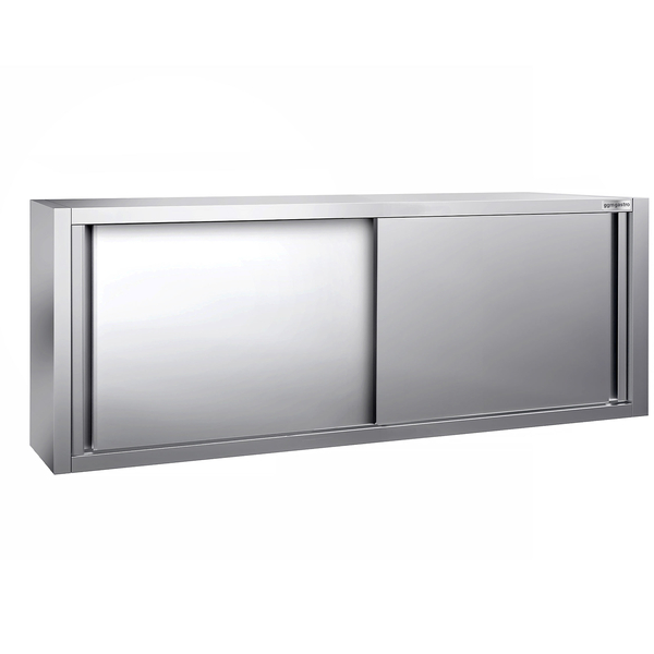 Edelstahl Wandhängeschrank PREMIUM - 2000x400mm - mit Schiebetür - 650mm hoch
