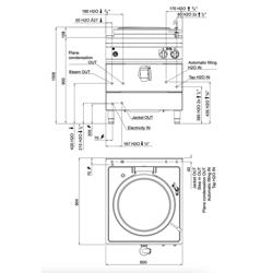 Elettrica Marmitta professionale / Pentola industriale - 100l - 16kW - Riscaldamento indiretto - con allacciamento idrico