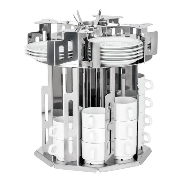 Kop & schotel dispenser - Roterend - Chroom