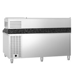 Pizzawerkbank PREMIUM - 2025x800mm - granieten werkblad - met 2 deuren & 7 laden - incl. koelopzetvitrine - 10x GN 1/4