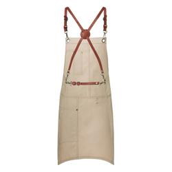 (6 pieces) KARLOWSKY | Urban Cross-Back Bib Apron – beige - leather straps - 68×80 cm