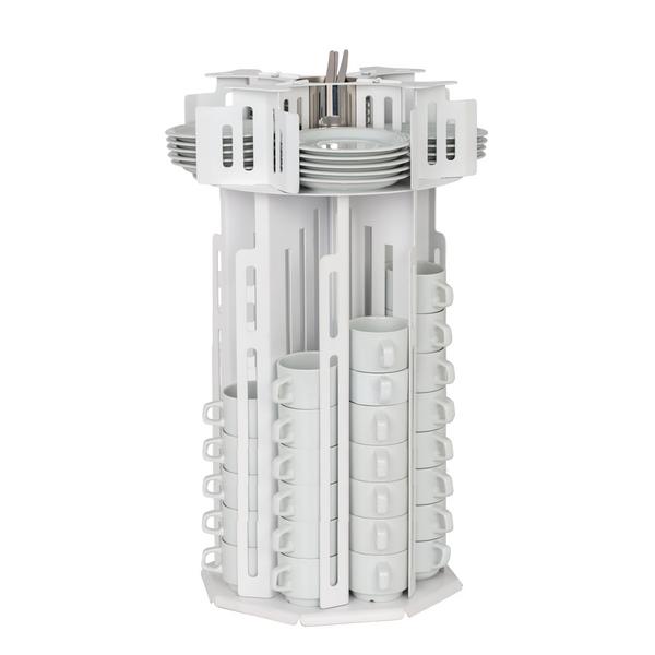 Distributeur de tasses et de soucoupes - rotatif - Blanc - Acier inoxydable