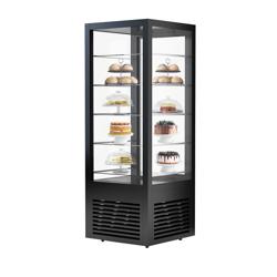 Vitrina expositora refrigerada - 440 litros - 675x695x1900mm - doble cristal - con 5 estantes de cristal - 2 puertas de cristal (frontal y trasera) - Negro