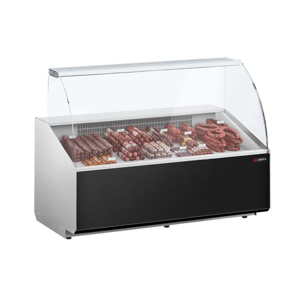 Vitrina de refrigeración - 1568mm - vitrina expositora - 324l - panorámica con frontal abatible - frontal negro (RAL9017)