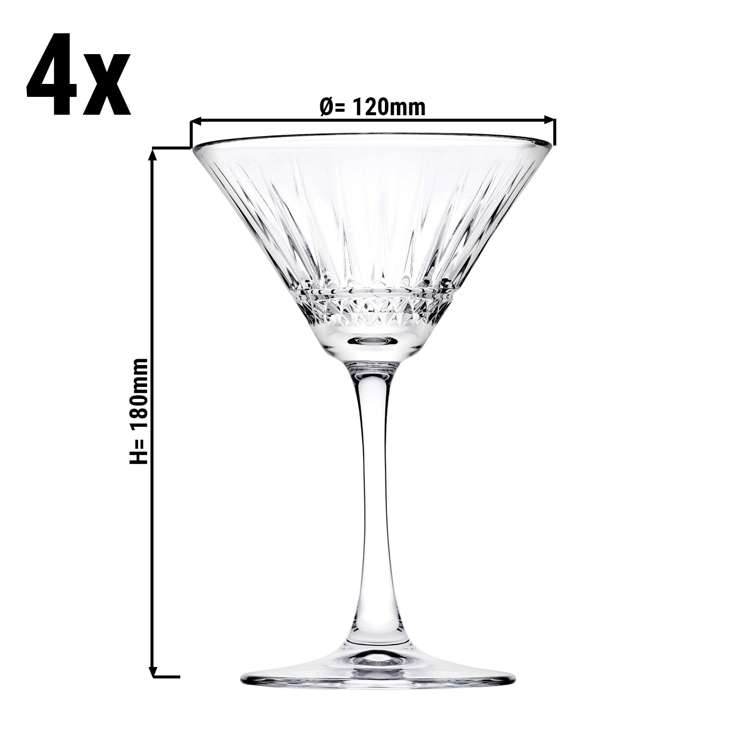 (4 pièces) Verre à martini - ELYSIA - 220 ml - Transparent