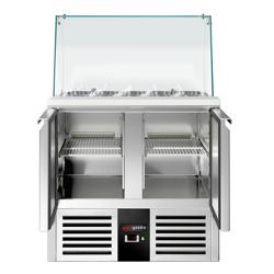 Saladette PREMIUM - 900mm - 2 deuren - met glazen opzetvitrine voor 2x GN 1/1 & 3x GN 1/6
