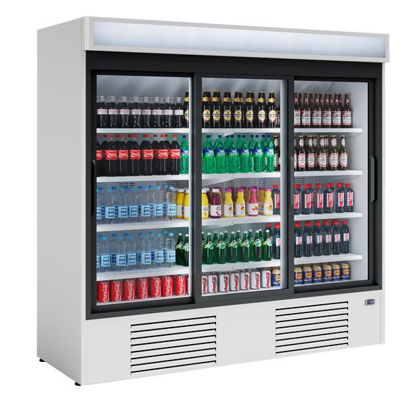 Vitrine réfrigérée à boissons - 2081mm - 2030 L - 3 portes vitrées coulissantes - éclairage LED - thermostat numérique - +4 à +8 °C