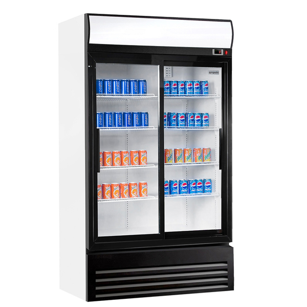 Drankenkoelkast - 880 liter - met 2 glazen schuifdeuren & Reclamedisplay
